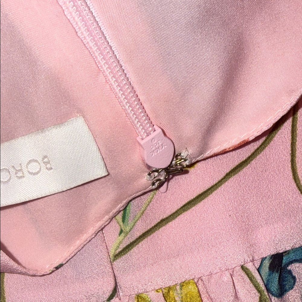 Borgo De Nor Floral Pink Dress Knee Length Short Flutter Sleeve Size 8 - Picture 10 of 11